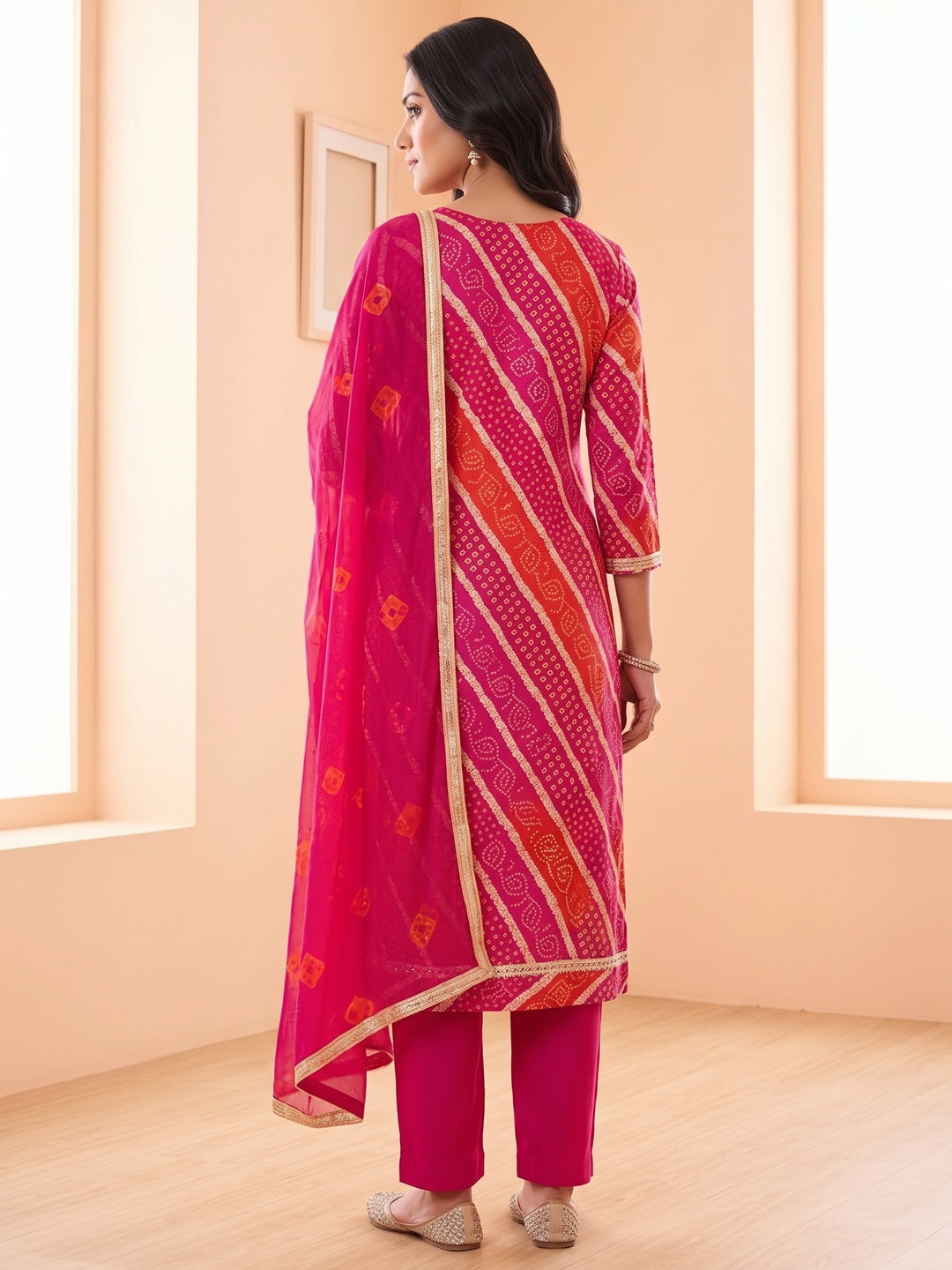 Peachmode Pink Unstitched Dress Material - Image 5