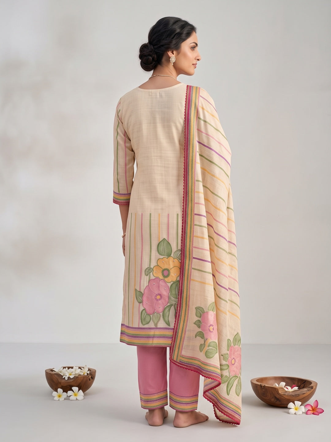 Peachmode Chikoo Unstitched Dress Material - Image 5