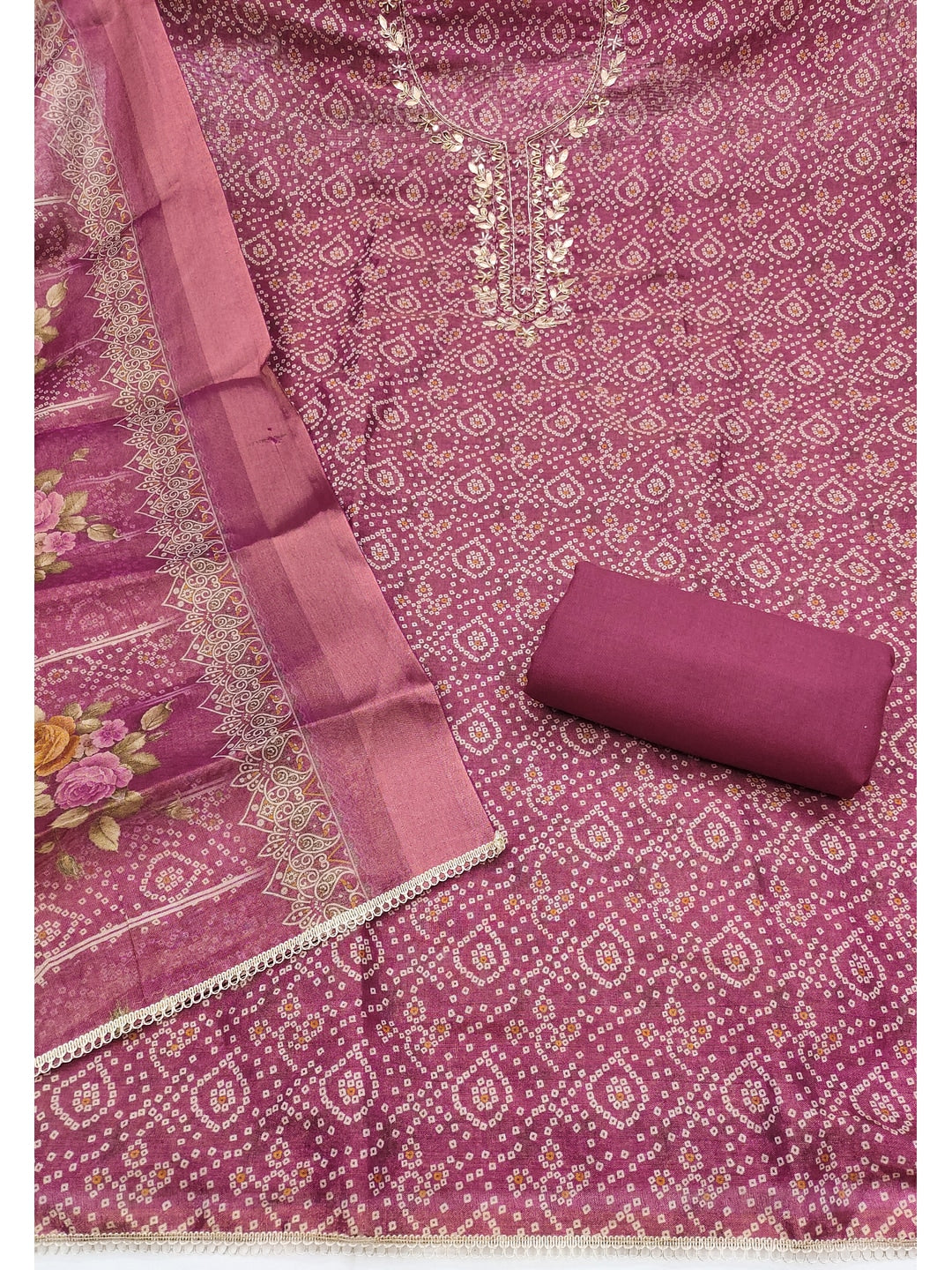 Peachmode Mauve Unstitched Dress Material - Image 1