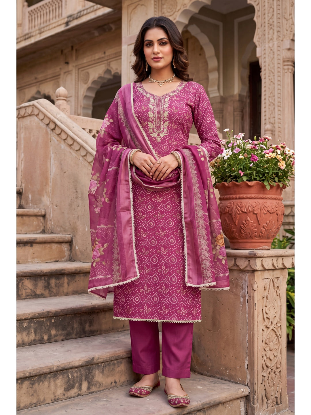 Peachmode Mauve Unstitched Dress Material - Image 2