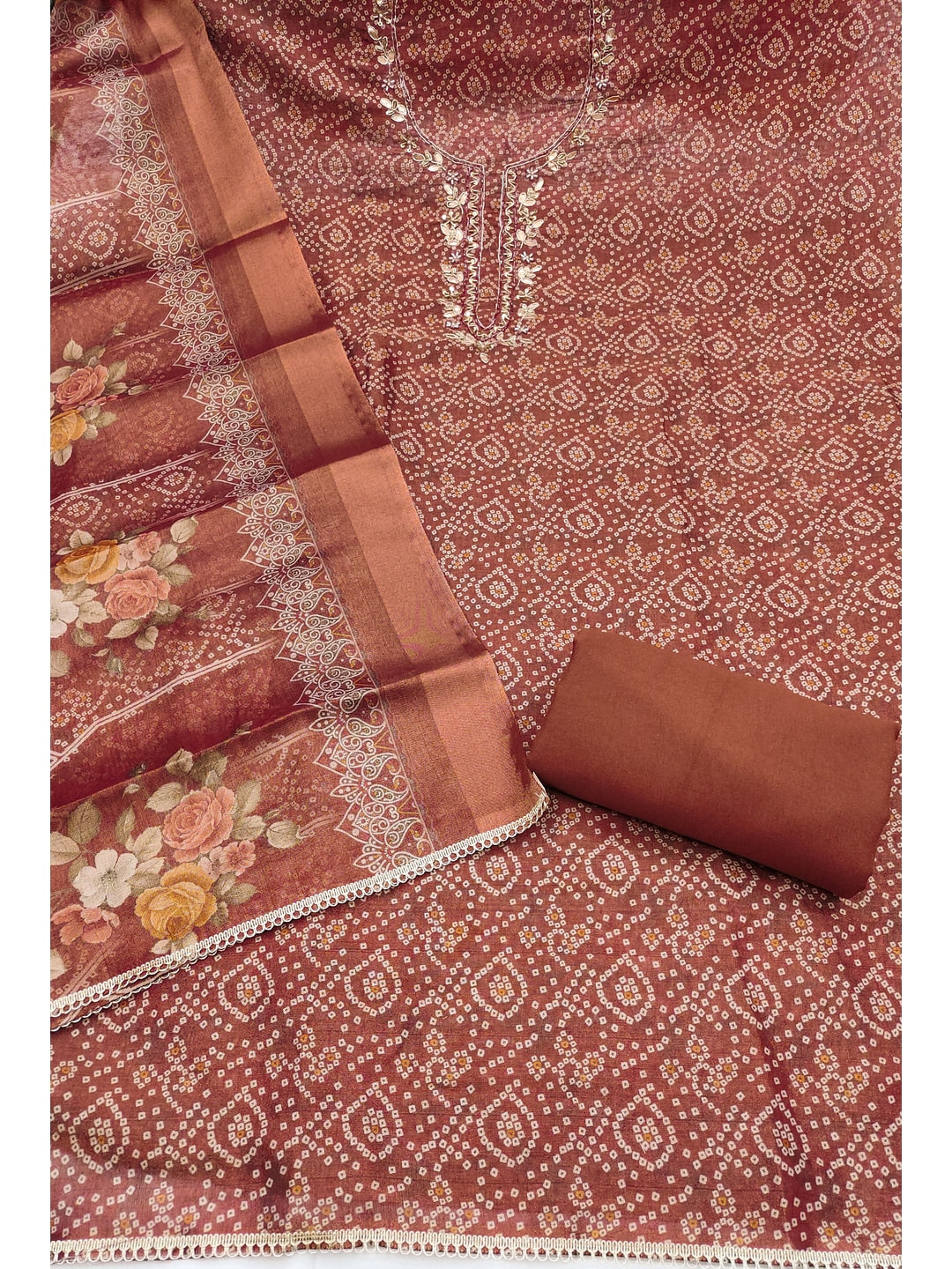 Peachmode Rust Unstitched Dress Material - Image 1