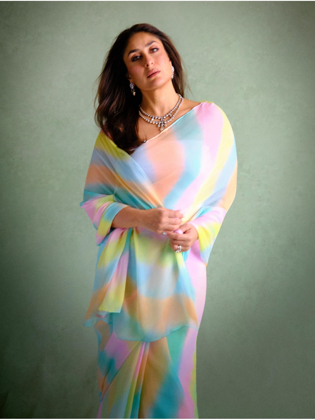 Peachmode Multicolor Digital Printed Georgette Saree - Image 5