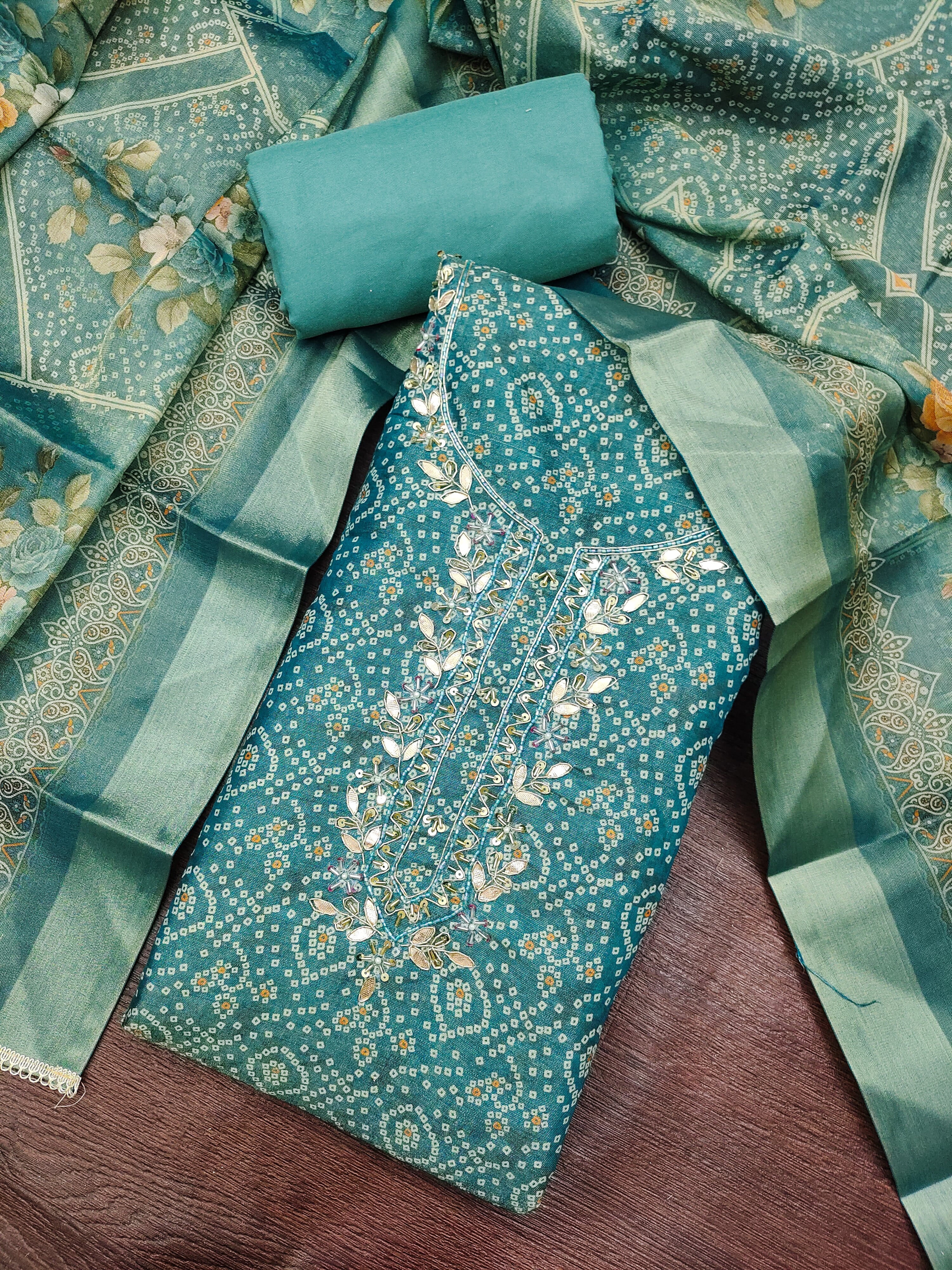 Peachmode Blue Unstitched Dress Material - Image 1