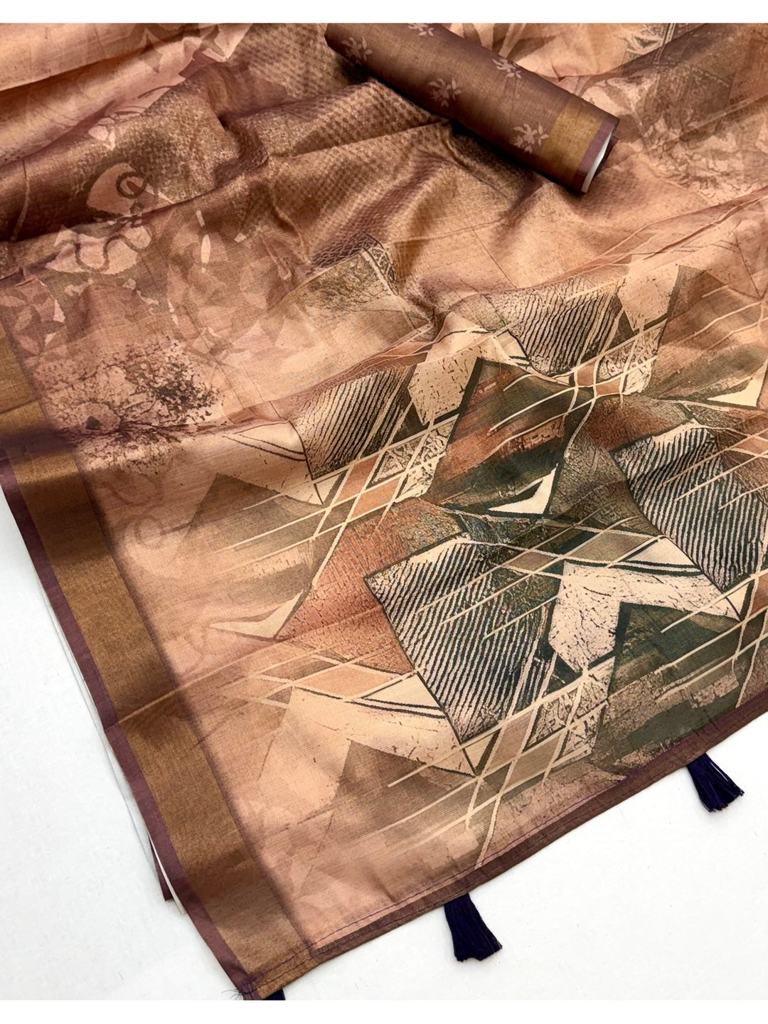 Peachmode Peach Rashna Digital Printed Erode Silk Saree - Image 5