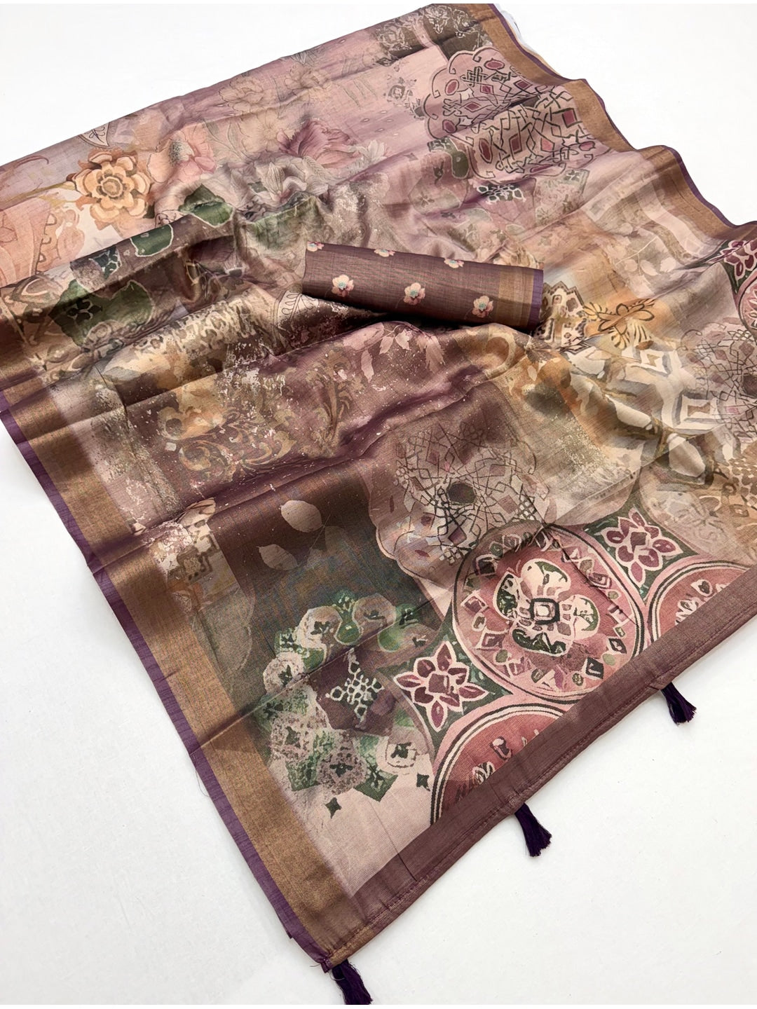 Peachmode Mauve Rashna Digital Printed Erode Silk Saree - Image 3