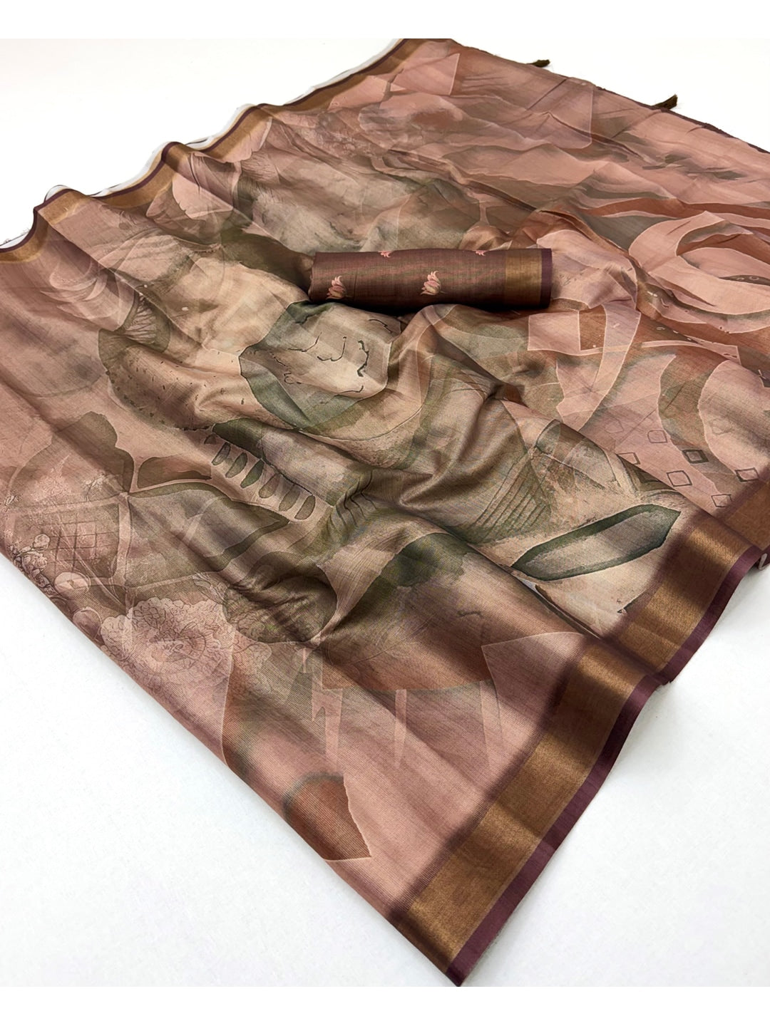 Peachmode Mauve Rashna Digital Printed Erode Silk Saree - Image 2