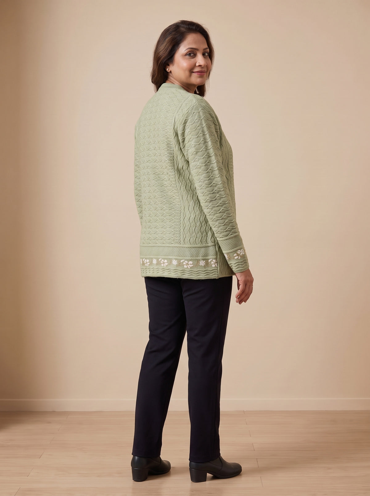 Green Woolen Knit Cardigan - Image 4