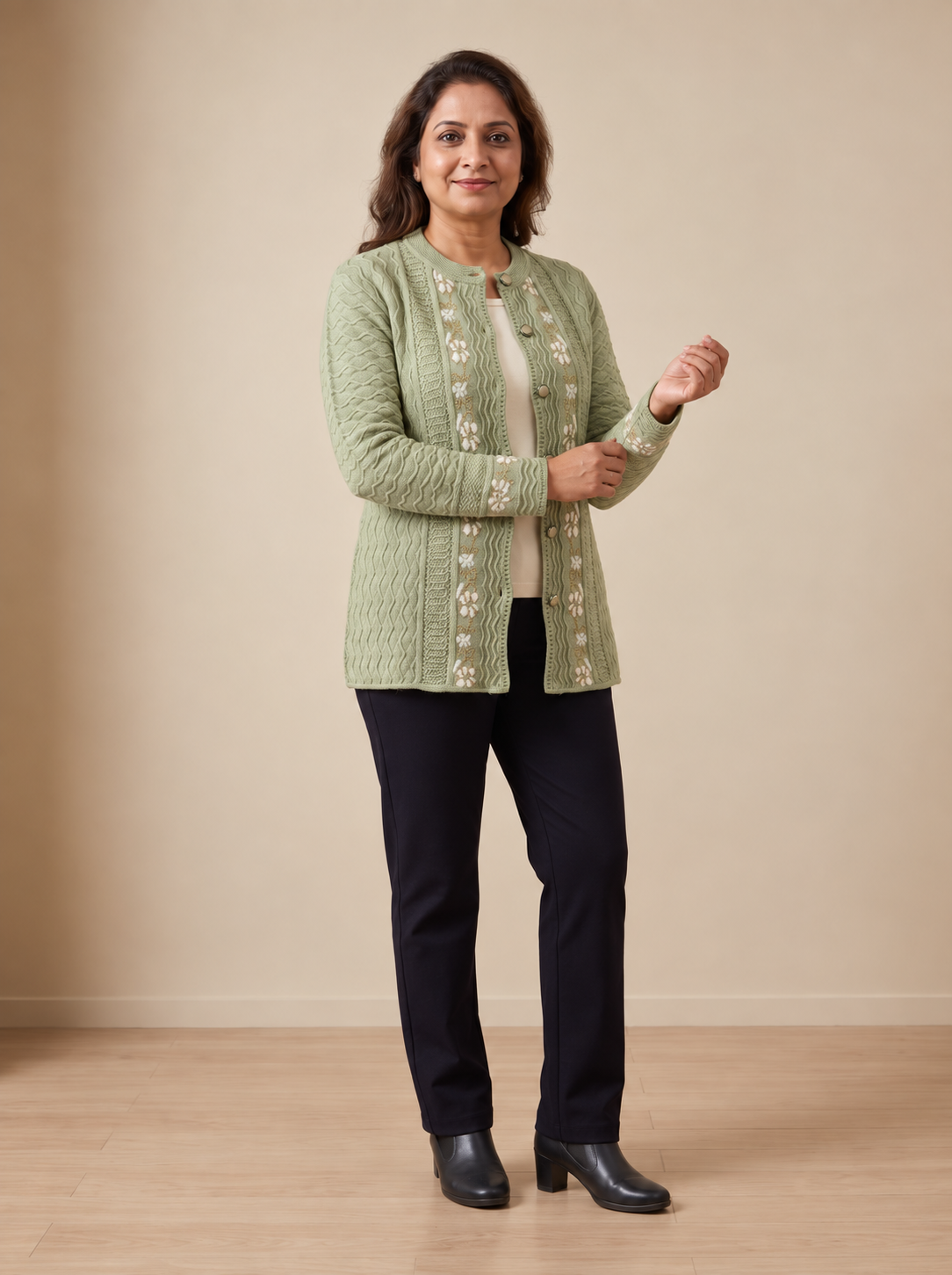 Green Woolen Knit Cardigan - Image 5