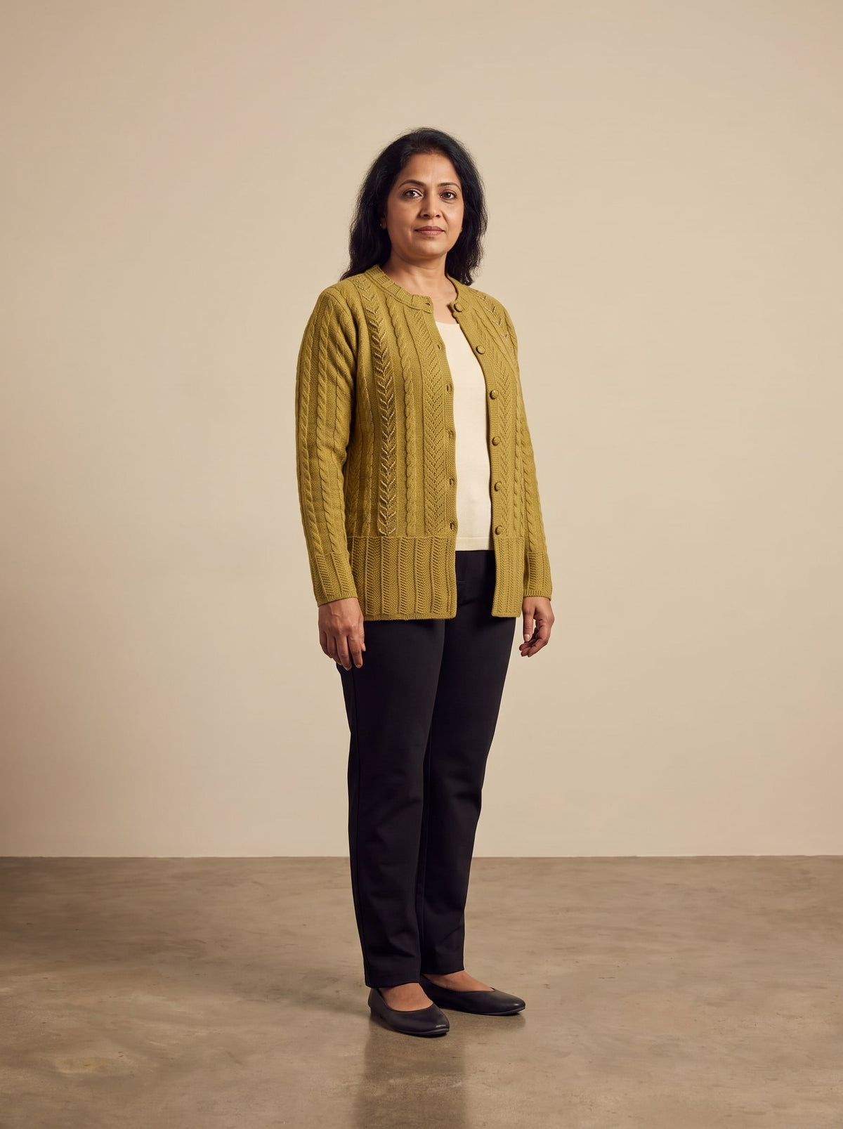 Mehndi Woolen Knit Cardigan - Image 1
