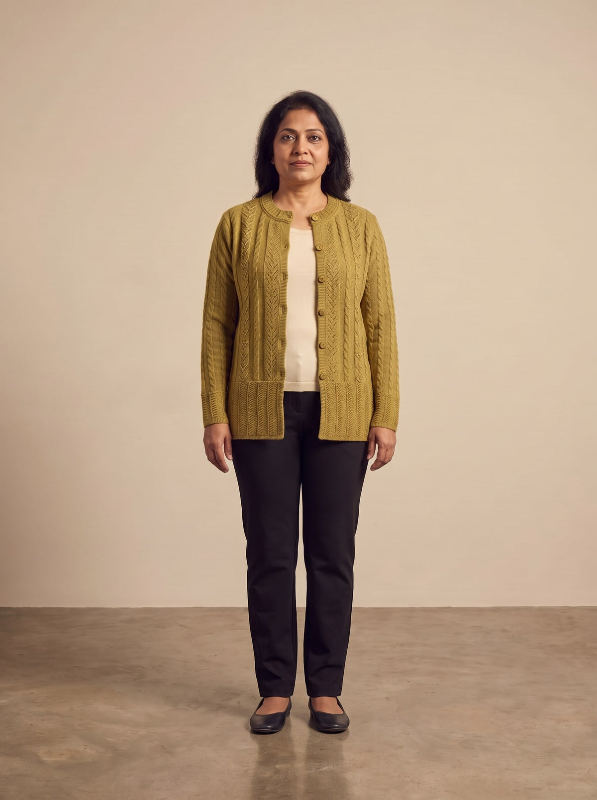 Mehndi Woolen Knit Cardigan - Image 2