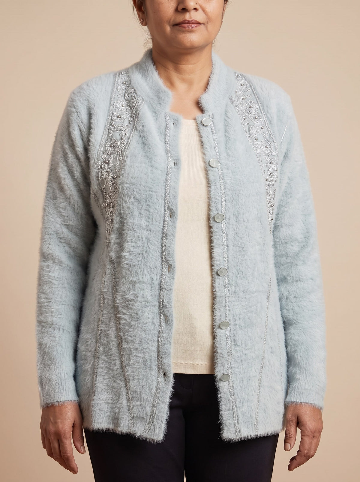 Blue Woolen Knit Cardigan - Image 5
