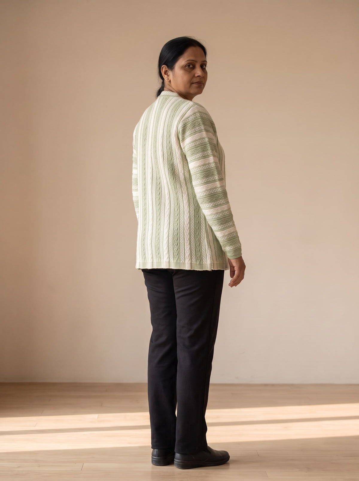Light Green Woolen Knit Cardigan - Image 4