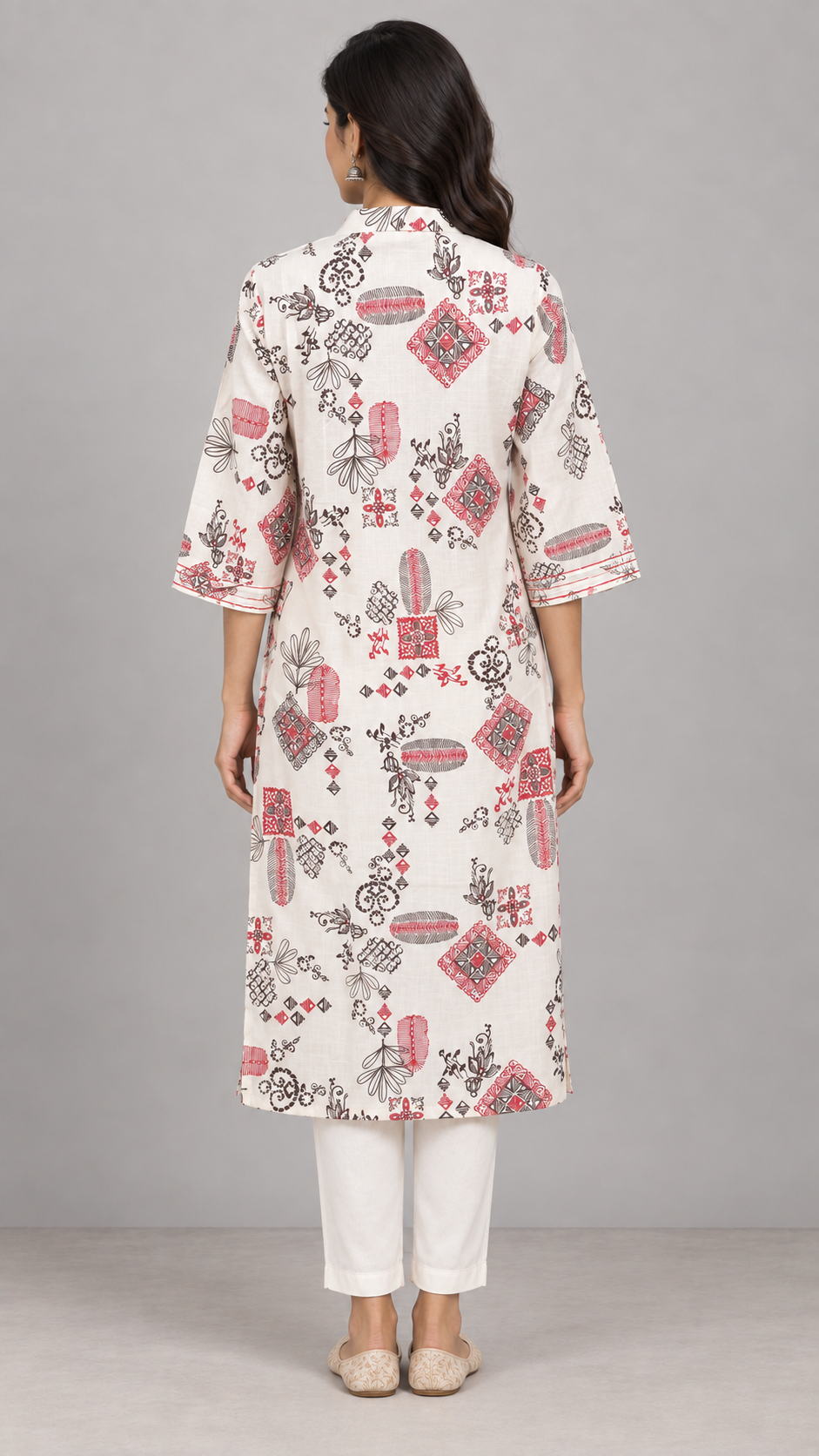Peachmode Pink Printed Viscose Blend Kurti - Image 4