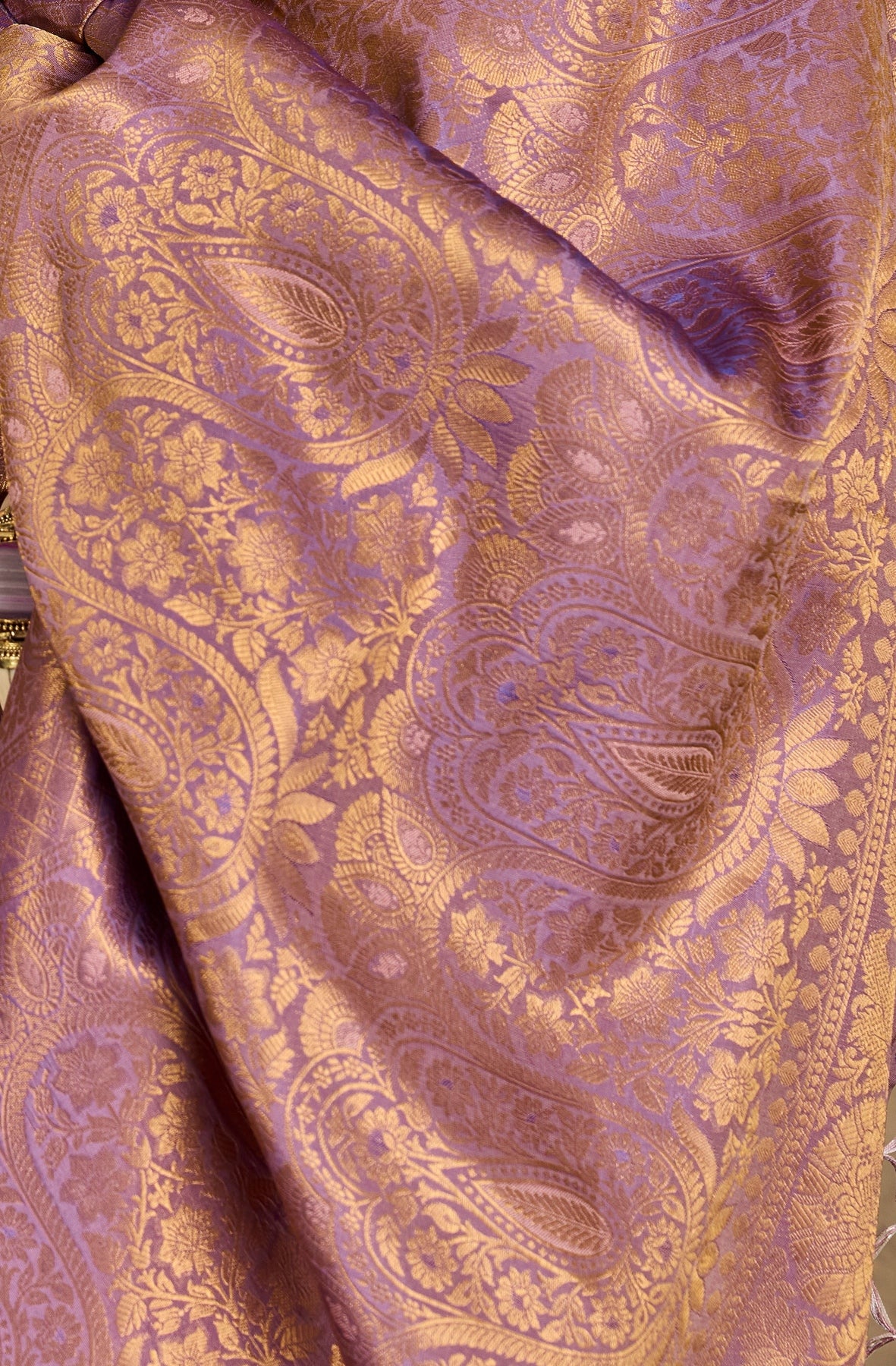 Peachmode Mauve Handloom Silk Woven Saree - Image 4