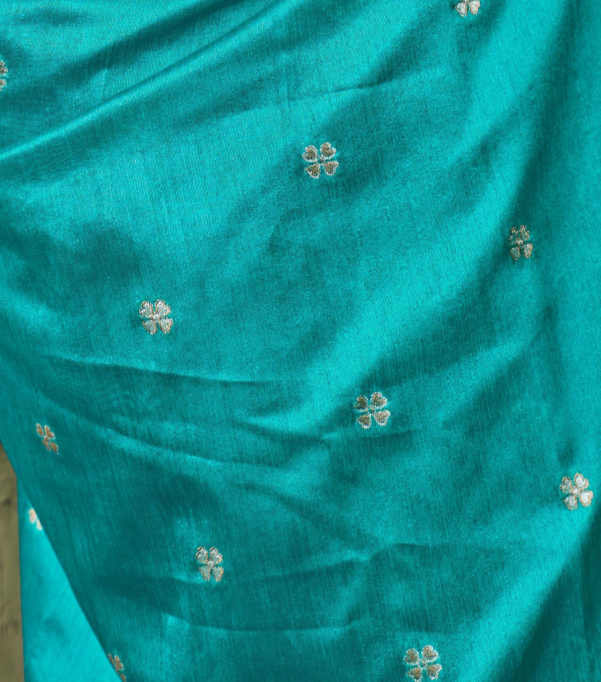 Peachmode Turquoise Handloom Silk Woven Saree - Image 5