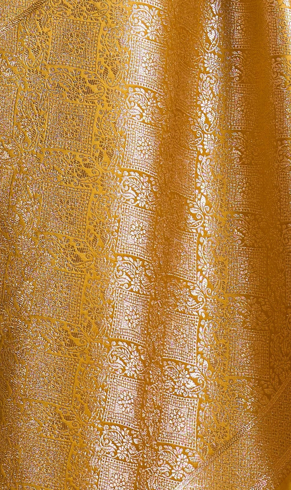 Peachmode Mustard Satin Handloom Woven Saree - Image 4
