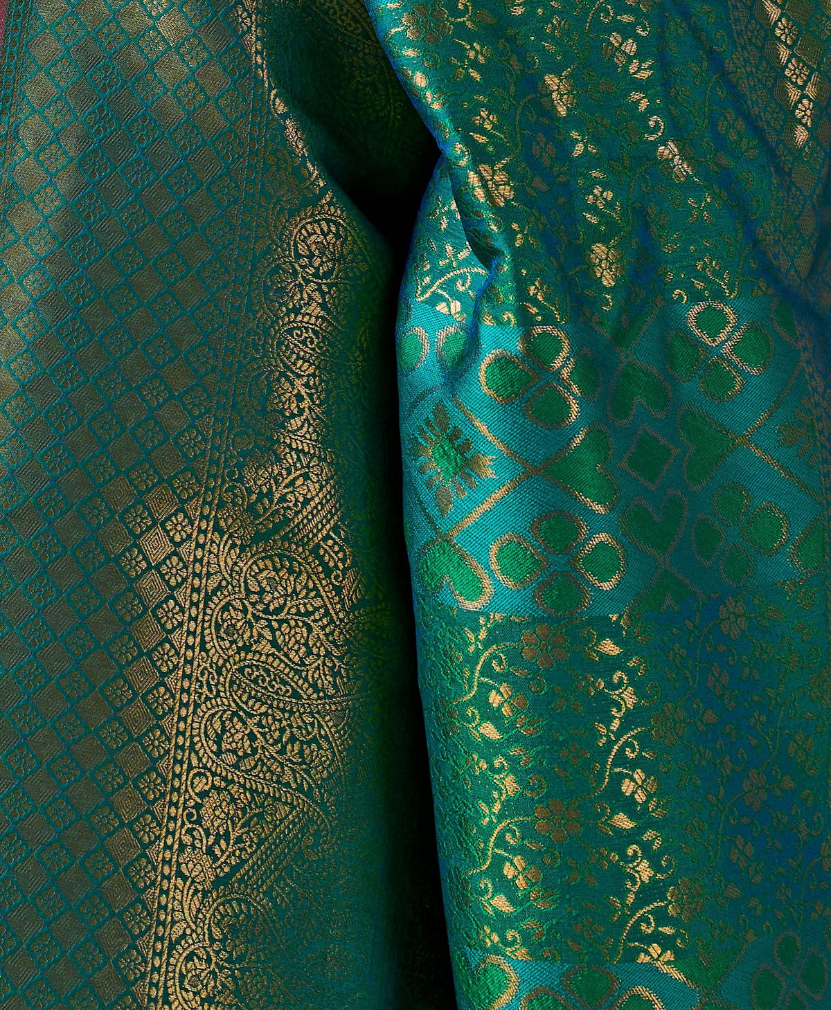 Peachmode Green Handloom Silk Woven Saree - Image 5