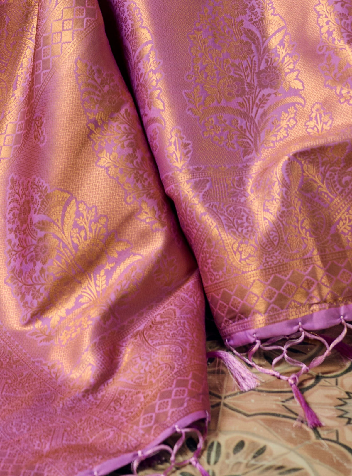 Peachmode Pink Handloom Silk Woven Saree - Image 4