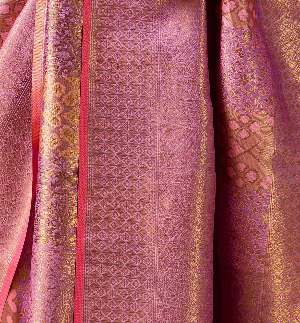 Peachmode Pink Handloom Silk Woven Saree - Image 5