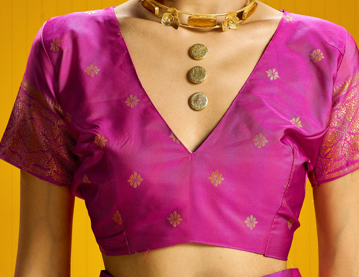 Peachmode Green Pure Silk Handloom Woven Saree - Image 3