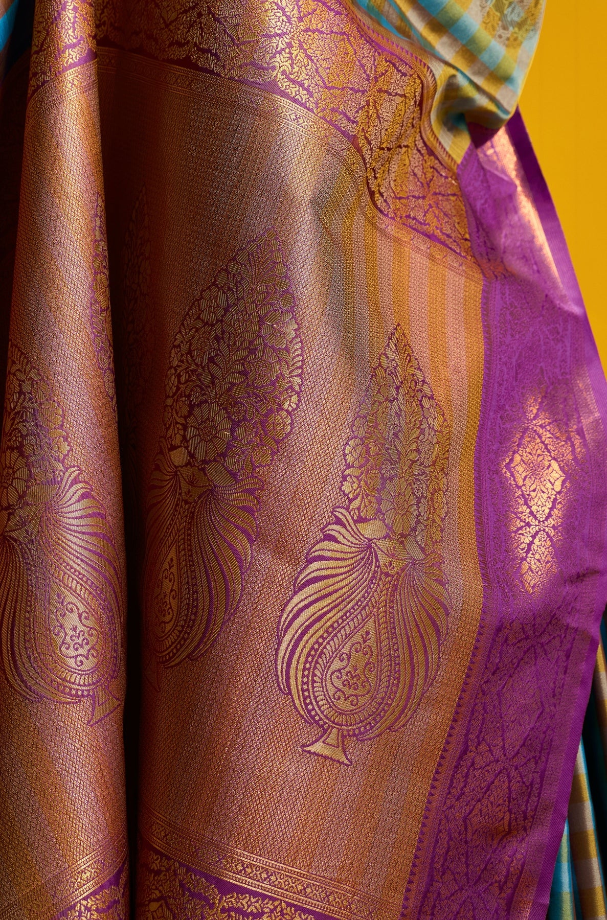 Peachmode Blue Pure Silk Handloom Woven Saree - Image 4