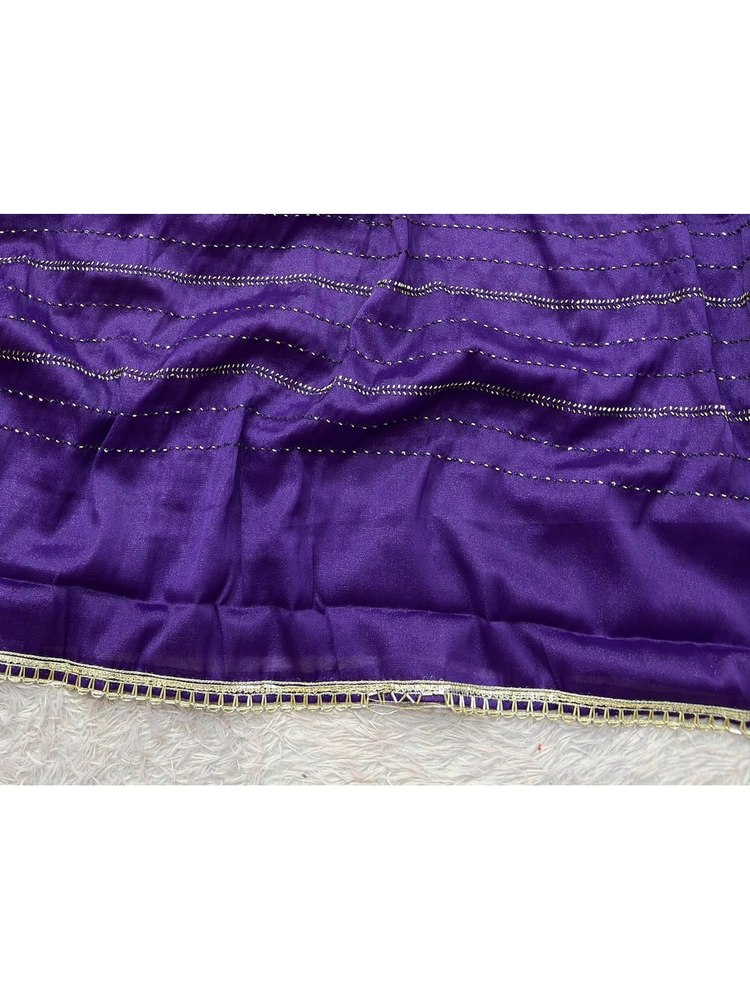 Peachmode Violet Beads Work Star Georgette Saree - Image 4