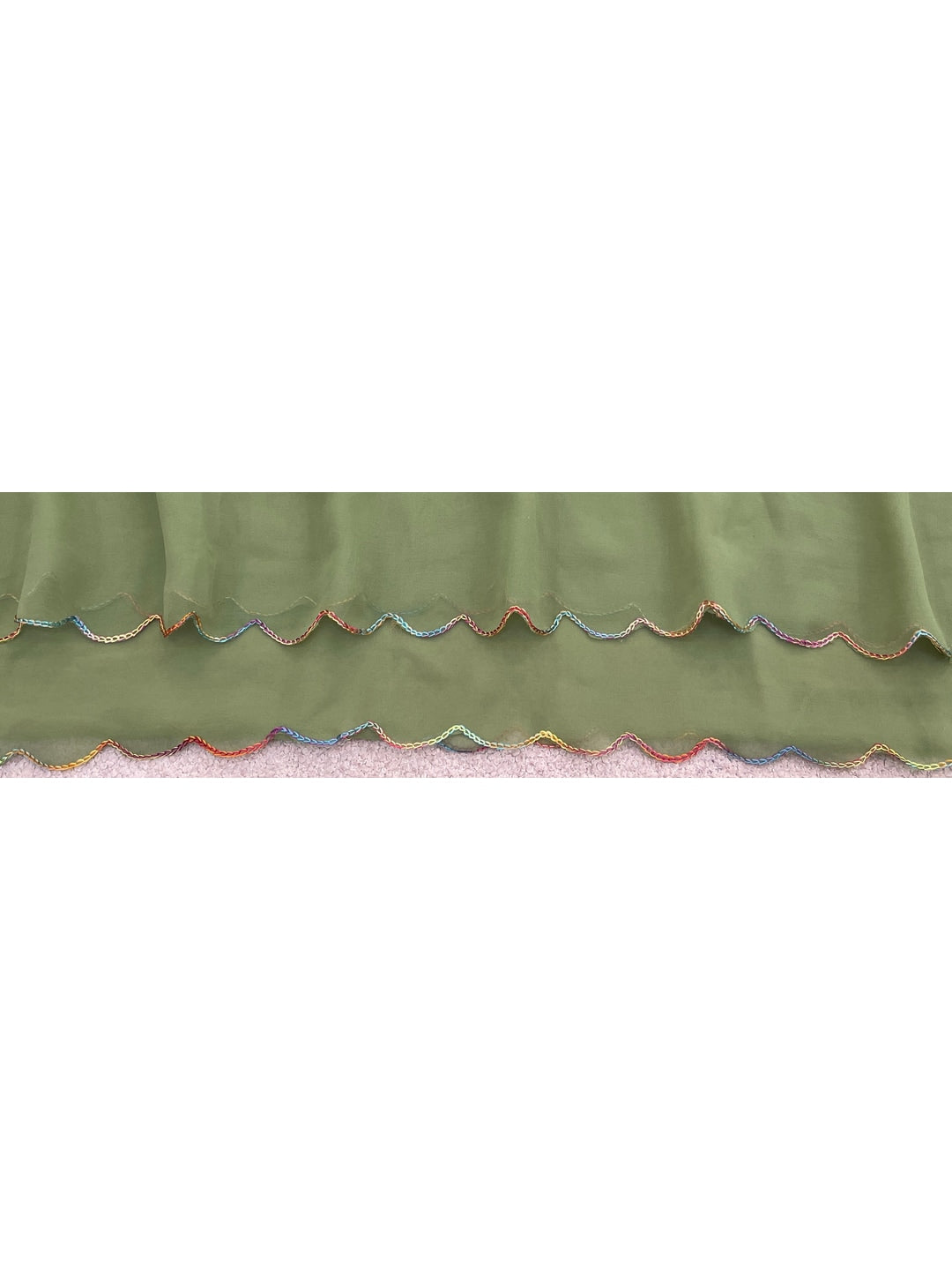 Peachmode Green Georgette Saree With Embroidered Blouse - Image 4