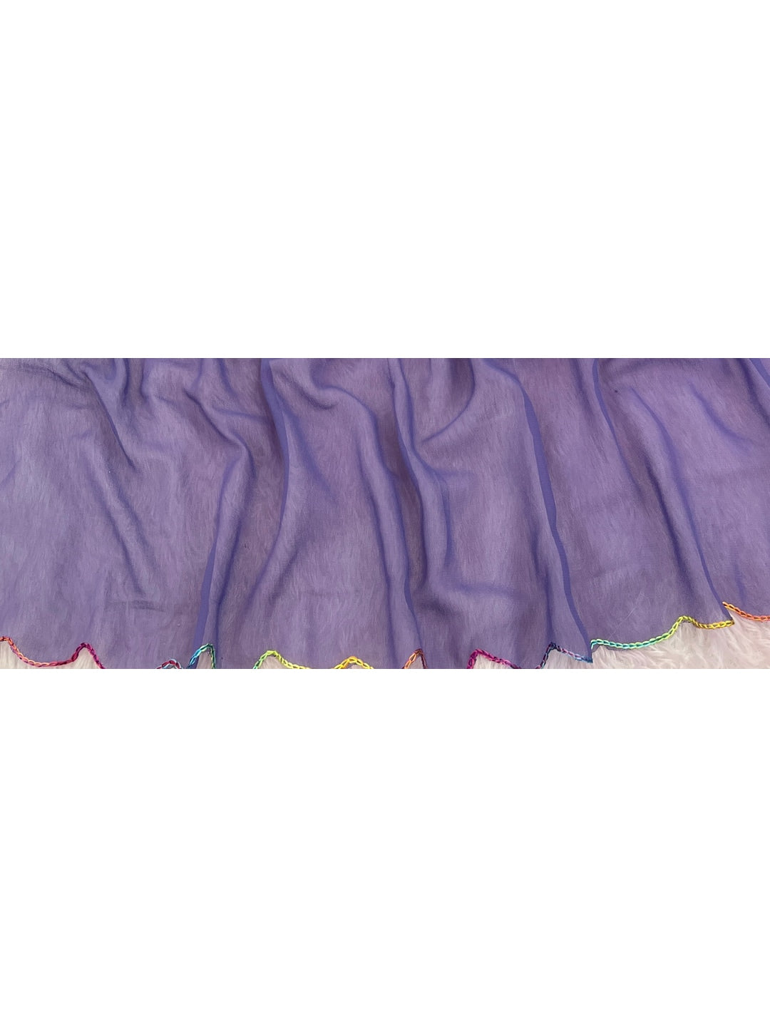 Peachmode Purple Georgette Saree With Embroidered Blouse - Image 6