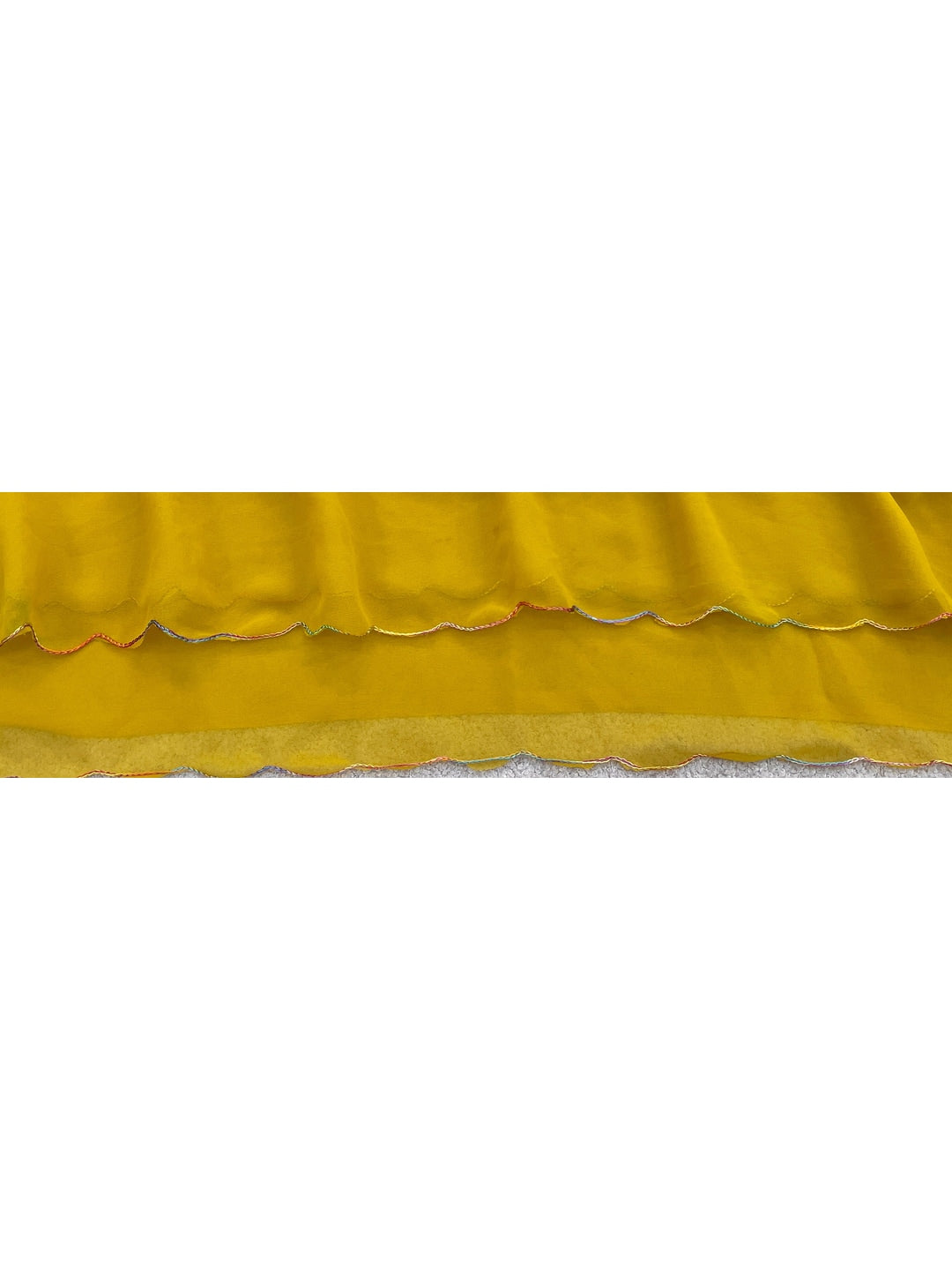 Peachmode Yellow Georgette Saree With Embroidered Blouse - Image 4