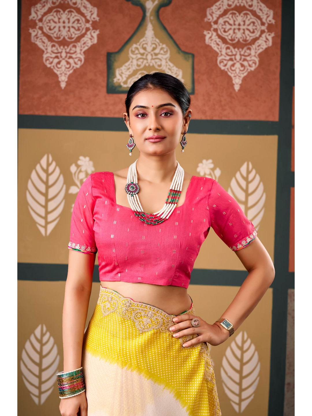 Peachmode Multicolor Ombre Bandhani Printed Chiffon Saree With Embroidered Border - Image 3