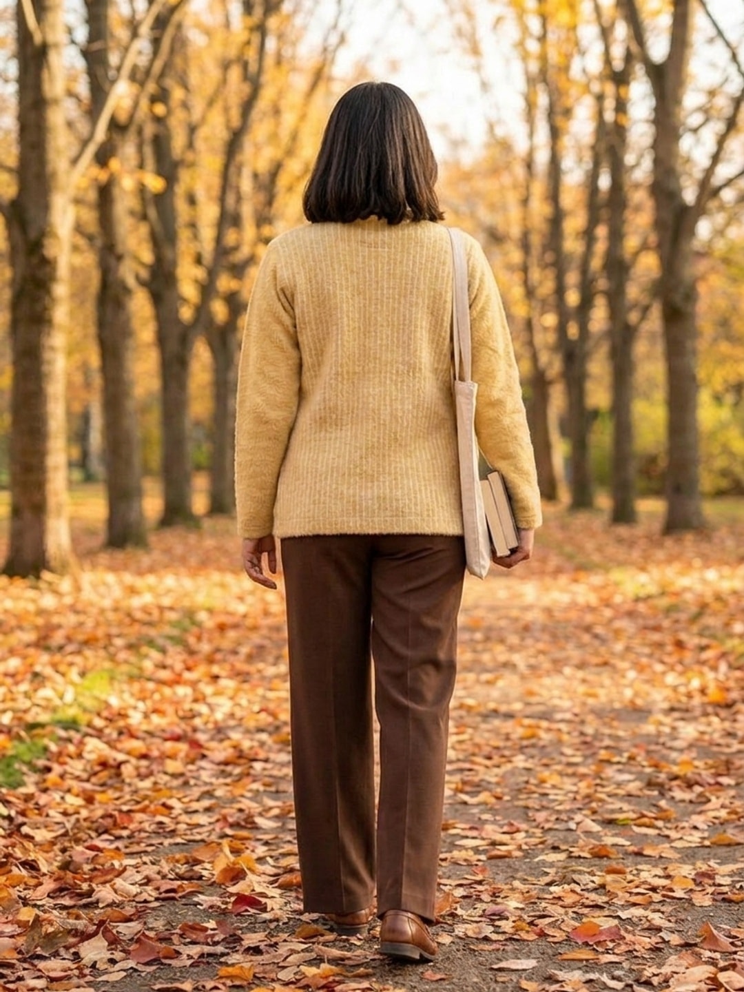Peachmode Mustard Woolen Embroidered Cardigan - Image 4