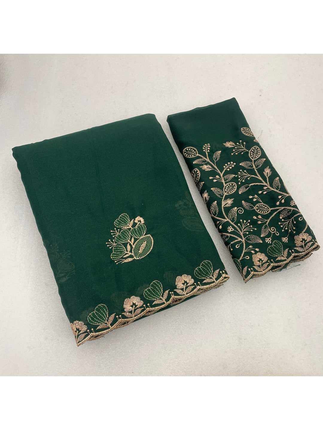 Peachmode Green Embroidered Star Georgette Saree - Image 5