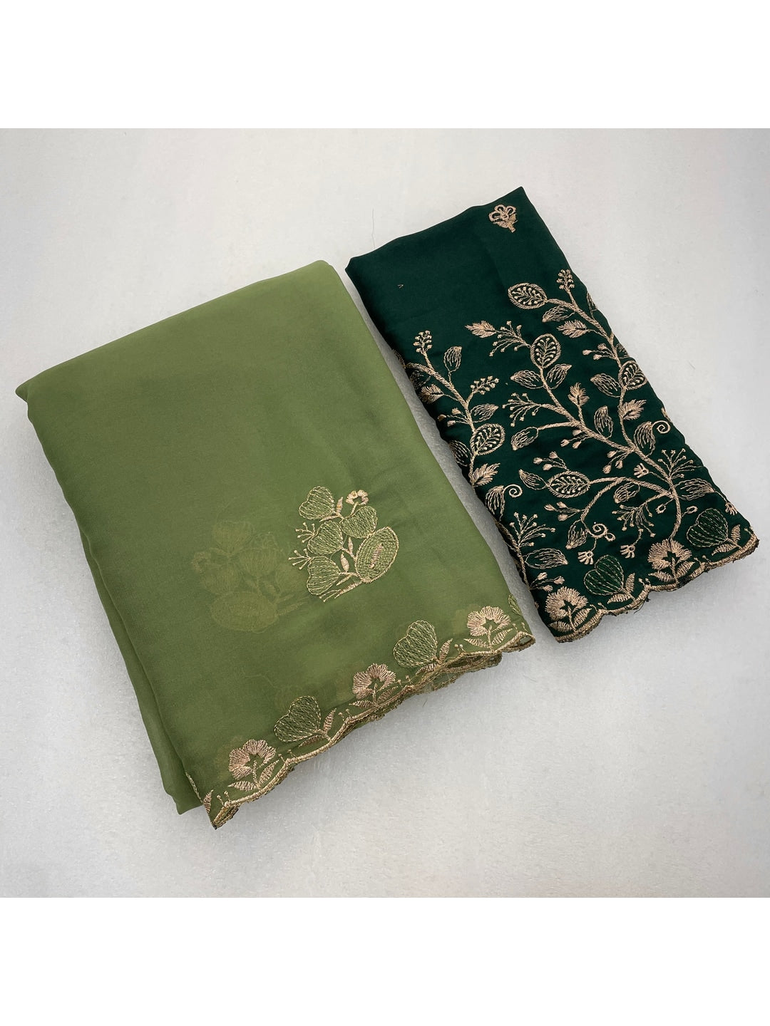 Peachmode Green Embroidered Star Georgette Saree - Image 5