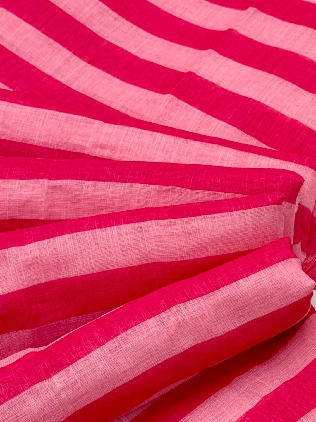 Peachmode Pink Striped Linen Saree With Zari Border - Image 5