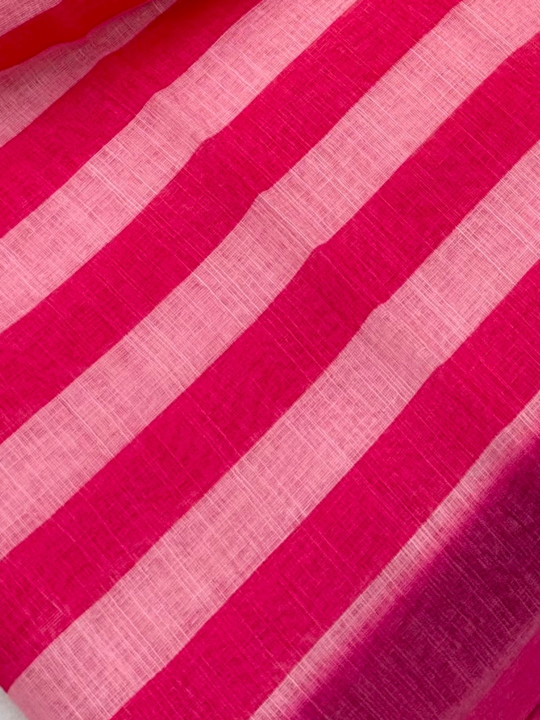 Peachmode Pink Striped Linen Saree With Zari Border - Image 6