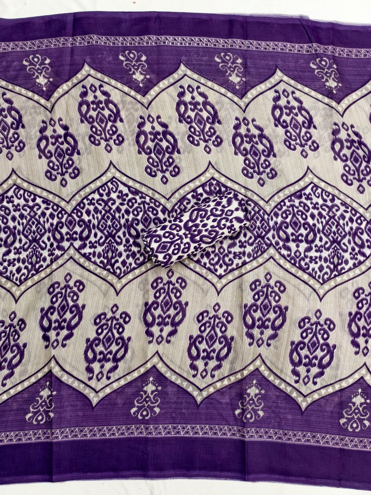 Peachmode Purple Printed Cotton Blend Dress Material - Image 5
