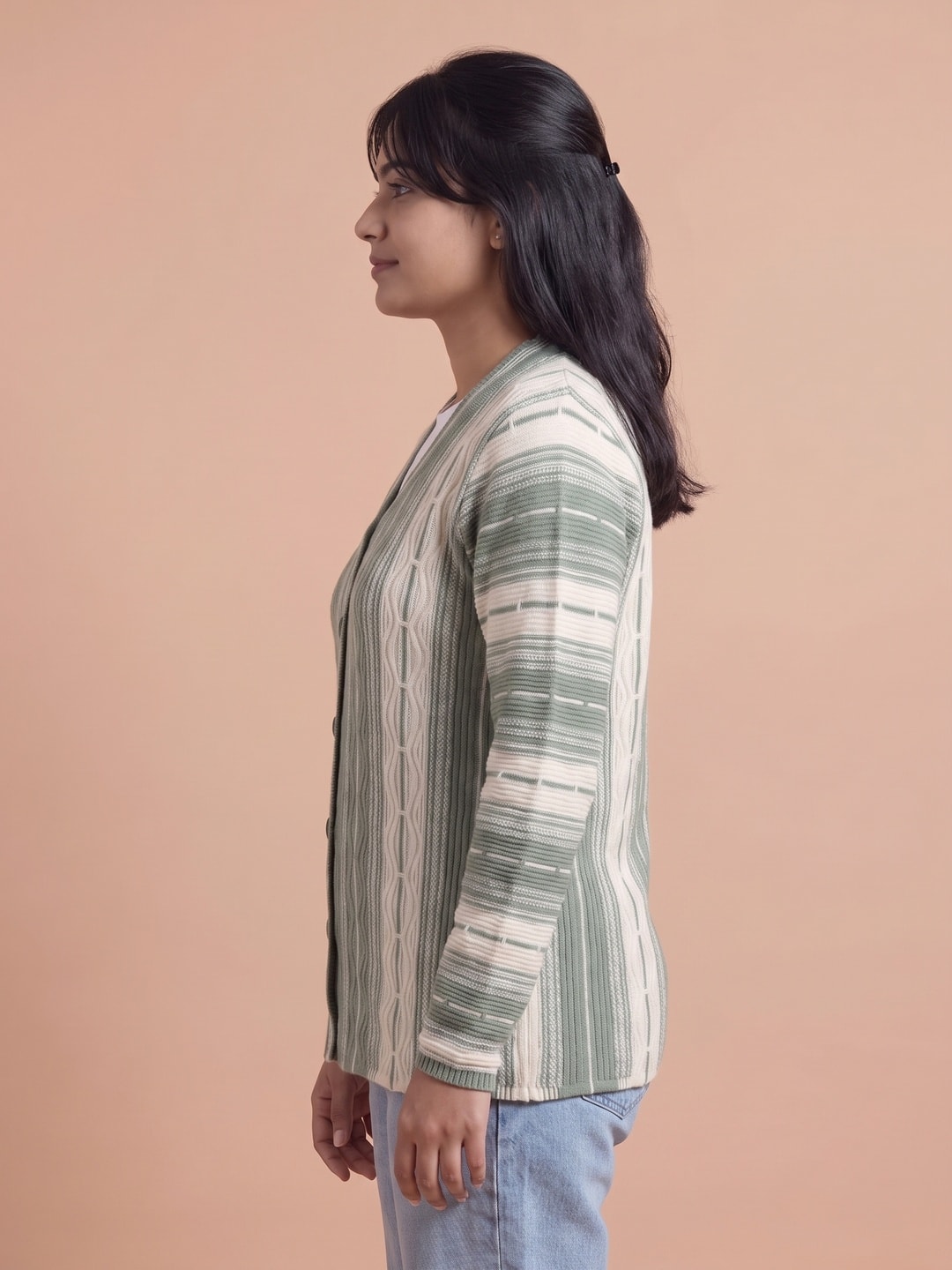 Green Woolen Knit Cardigan - Image 3