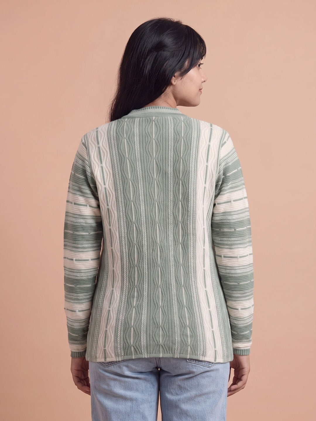 Green Woolen Knit Cardigan - Image 4