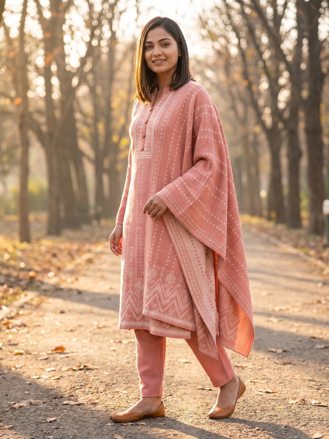 Peachmode Peach Woolen Salwar Suit - Image 2