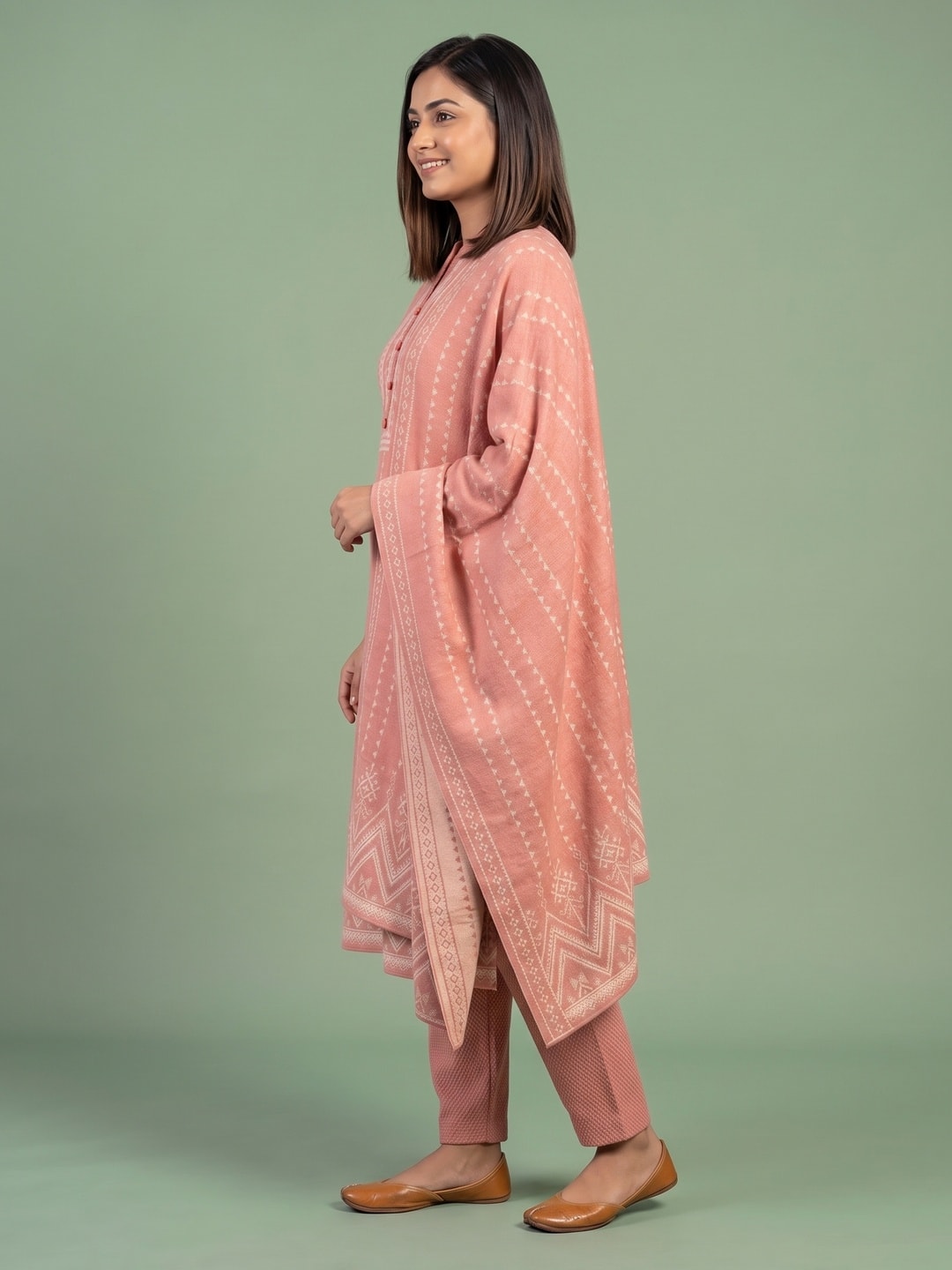 Peachmode Peach Woolen Salwar Suit - Image 3