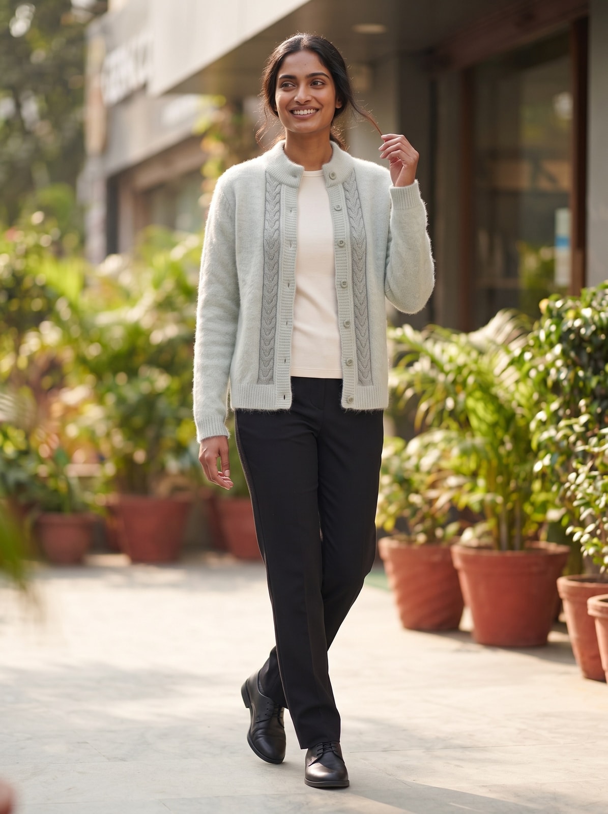Green Woolen Knit Cardigan - Image 2