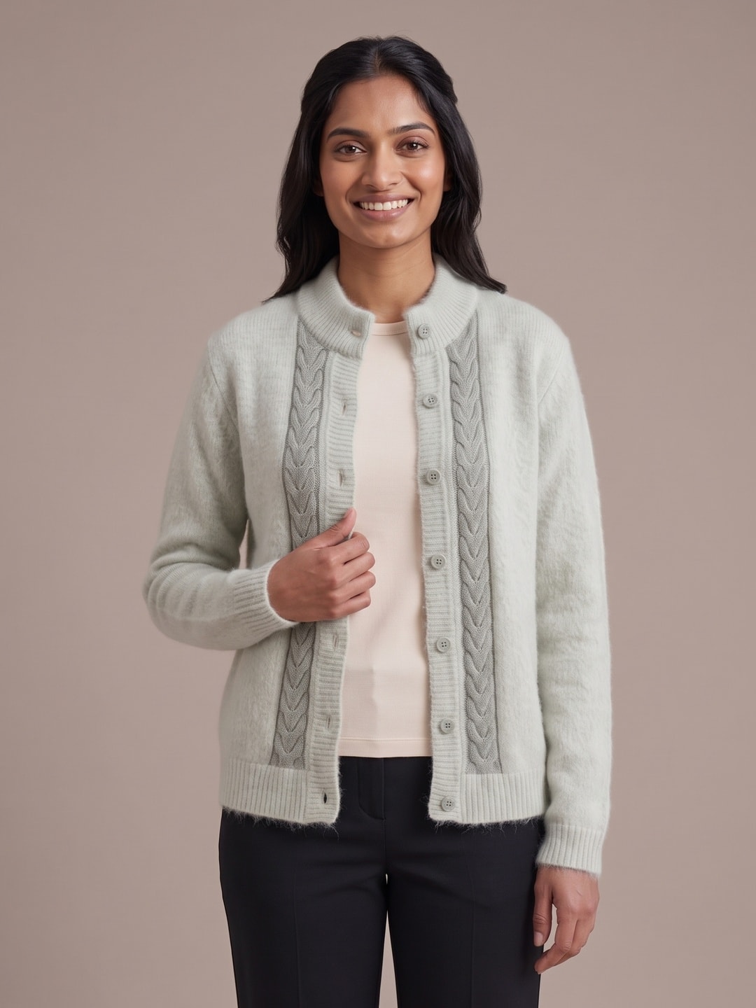 Green Woolen Knit Cardigan - Image 5
