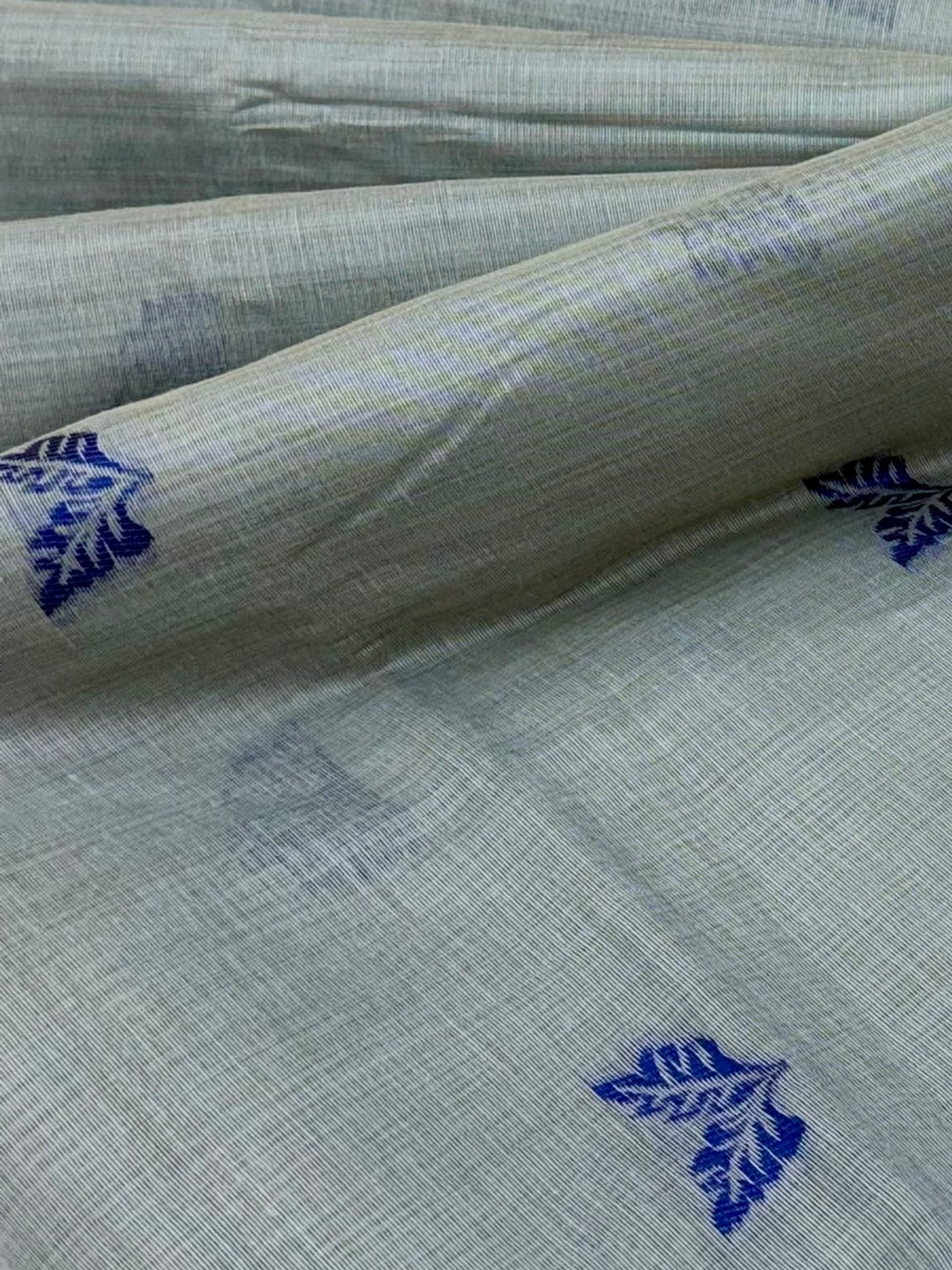 Peachmode Grey Soft Cotton Saree With Jamdani Style Butterfly Weaving - Image 4