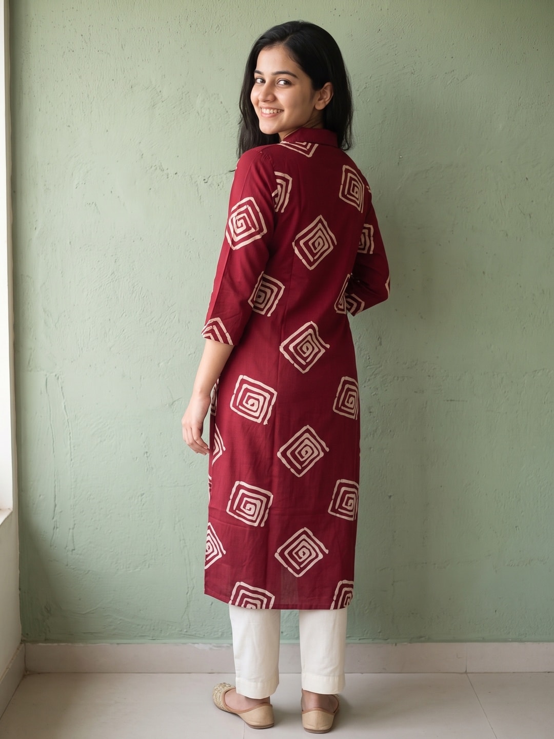 Peachmode Red Rayon Kurti - Image 4