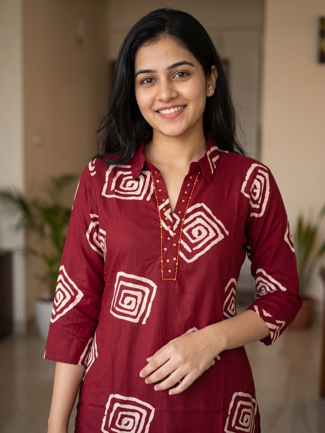 Peachmode Red Rayon Kurti - Image 5
