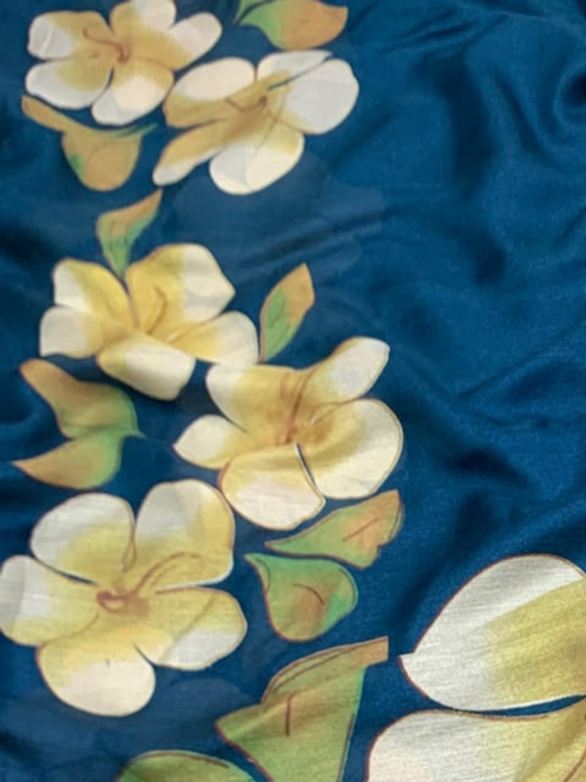 Peachmode Peacock Blue Marshmallow Saree With 3D Floral Print And Woven Jacquard Border - Image 5