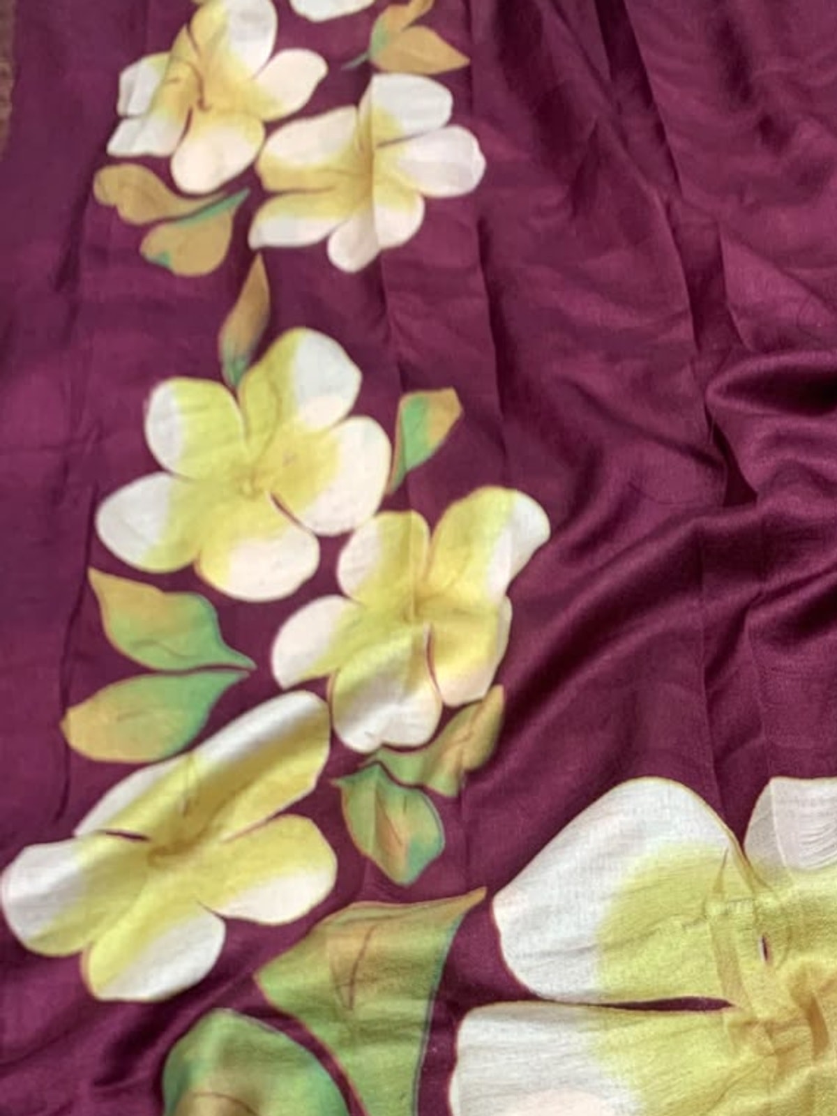 Peachmode Wine Marshmallow Saree With 3D Floral Print And Woven Jacquard Border - Image 5