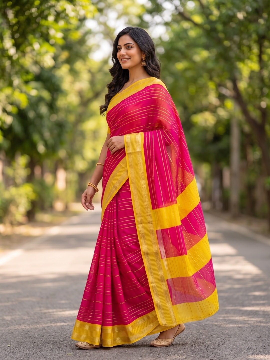 Peachmode Rani Pure Crepe Silk Saree With Jacquard And Dyed Colour Block Border Concept - Image 3