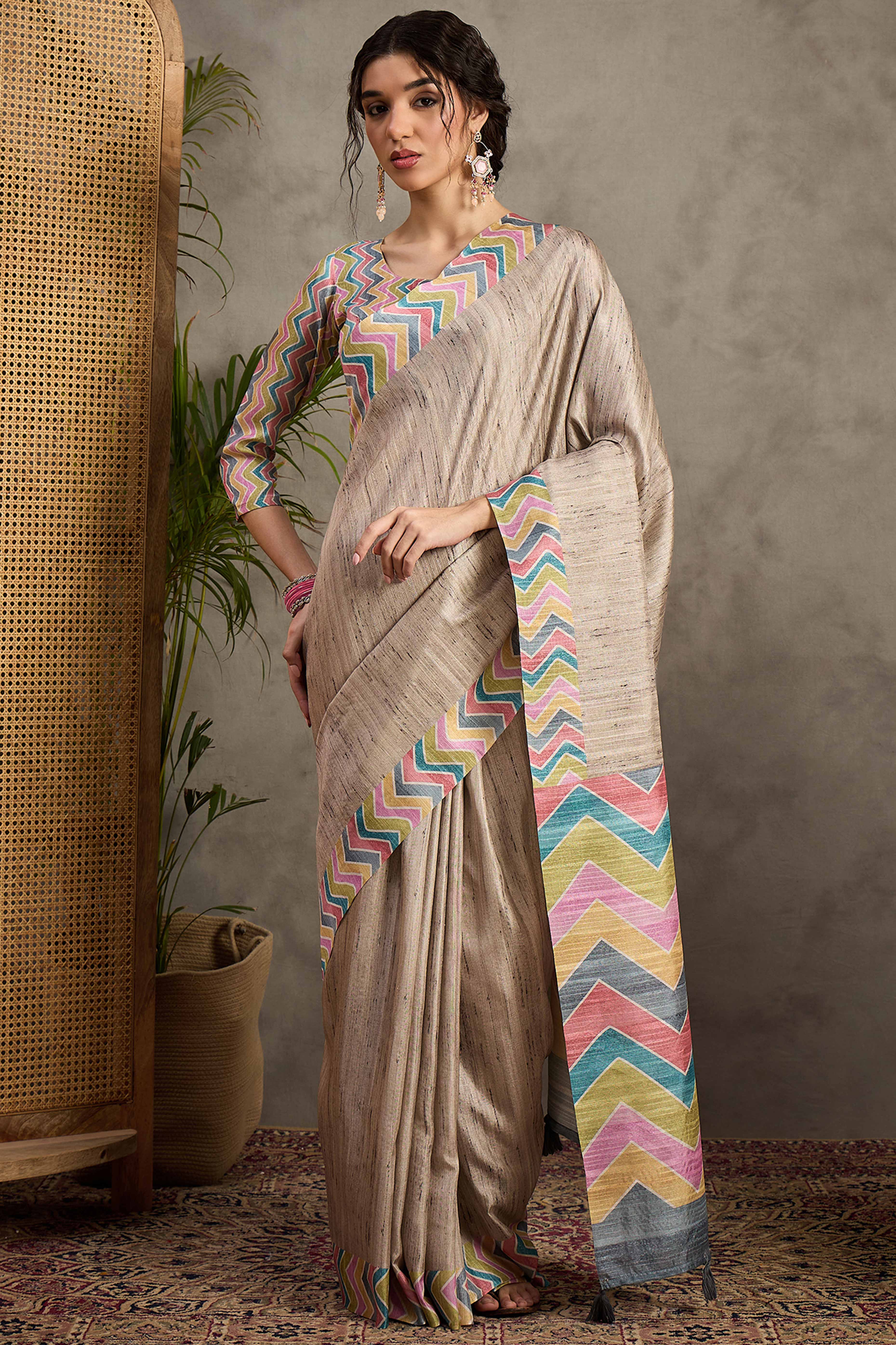 Handloom Beige Cotton Silk Saree with Timeless Weaves