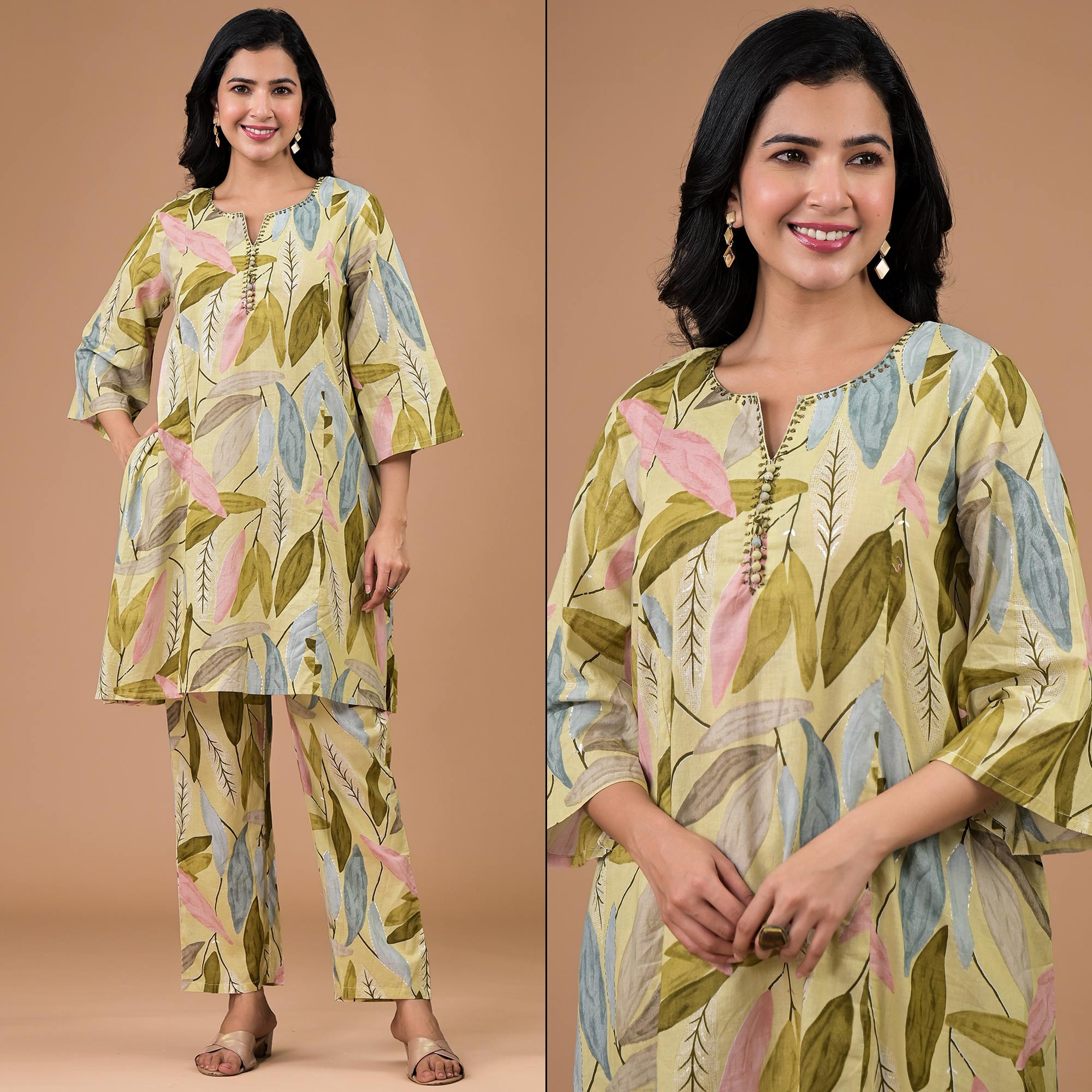 Green Printed Pure Cotton Co-ord Set